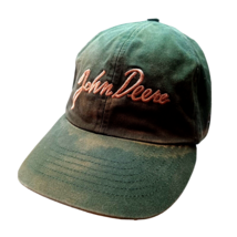 John Deere Script Spell Out Embroidered Adjustable Cap Trucker Hat USA Farm - £9.74 GBP