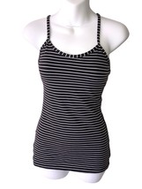 Lululemon Tank Top Racerback With Built In Bra Black White Stipe Size 4 - £17.05 GBP