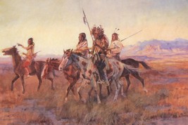 Four Mounted Indians by Charles M Russell Western Giclee Art Print + Ships Free - £30.68 GBP+