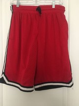  Men&#39;s Athletic Mesh Shorts 1pc Elastic Waist Size Large Red &amp; White - $29.10