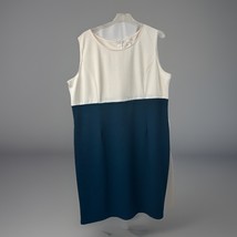NY Collection Woman 14W Sleeveless Colorblock Sheath Dress Teal Blue White - $315.91 MXN