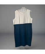 NY Collection Woman 14W Sleeveless Colorblock Sheath Dress Teal Blue White - $17.27