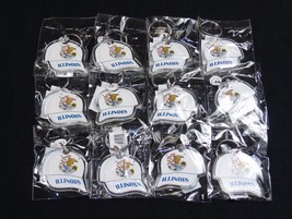 Key Ring w/Acrylic Fob ~ Illinois State Seal On Ball Cap ~ Lot of 12 Pieces - £11.71 GBP