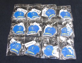 Key Ring w/Acrylic Fob ~ Indiana State Seal On Ball Cap ~ Lot of 12 Pieces - £11.71 GBP