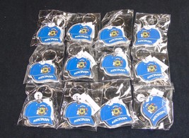 Key Ring w/Acrylic Fob ~ Wisconsin State Seal On Ball Cap ~ Lot of 12 Pieces - £11.67 GBP