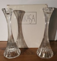 Mikasa Lot Of 2 Park Lane Crystal Taper Candle Holders 8&quot; T9997/339 - $34.64