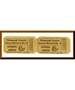 Vintage School Lunch Tickets, Two .45 cent Tickets, Circa 1950&#39;s - £2.32 GBP