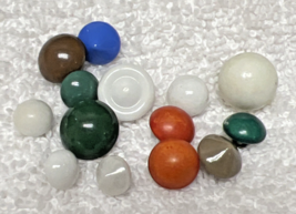 14 Antique Milk Glass Red Green Brown Colored Glass Round Dome Shape But... - $9.41