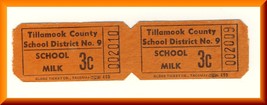 Vintage School Milk Tickets, Two .03 cent Tickets, Circa 1950&#39;s - $2.95