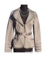 Cache Moss Green Pearl Embellished Jacket Top New Lined Lace Trim $178 NWT - $97.38 CAD