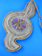 Gorgeous Treble Clef Ornament 3" Gold Metallic Thread Embroidered Both Sides 6" - $13.85