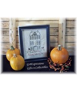 PRiMiTiVe Framed Stitchery &quot;AUTUMNS WELCOMING DOOR&quot; - £13.51 GBP