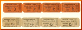 Vintage School Milk &amp; LunchTickets, 4-.03 cent/4-.45 cent Tickets, Circa... - £5.87 GBP