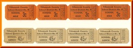 Vintage School Milk &amp; LunchTickets, 4-.03 cent/4-.45 cent Tickets, Circa... - $7.50