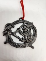 1991 Vintage Pewter Ornament Christmas in Chicago painting Elf - RICKER - £15.01 GBP