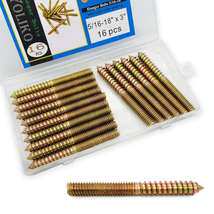 5/16&quot;-18 x 3&quot; Hanger Bolts | Double-Ended Furniture Screws | 16 Pack | 7... - $16.03
