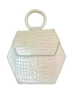  Anima Iris Zaza Hexagon Bag Iridescent Croc Leather Quiet Luxury Purse - €274,14 EUR