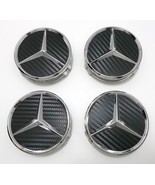 75mm 3D Silver Star logo Carbon Fiber Wheel Center Cap Hubcap set of 4 - $47.73 CAD
