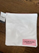 Calvin Klein Fragrances Large Pouch MakeUp Cosmetic White &amp; Pink travel Bag - £7.12 GBP
