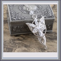Evenstar Silver Crystal Pendant Necklace Earrings and Antiqued Metal Display Box image 6