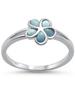 Sterling Silver Natural Larimar Plumeria Ring - €31,74 EUR