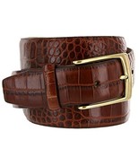 Joseph Gold Buckle Italian Leather Alligator Embossed Designer Dress Belt (Br... - $29.69