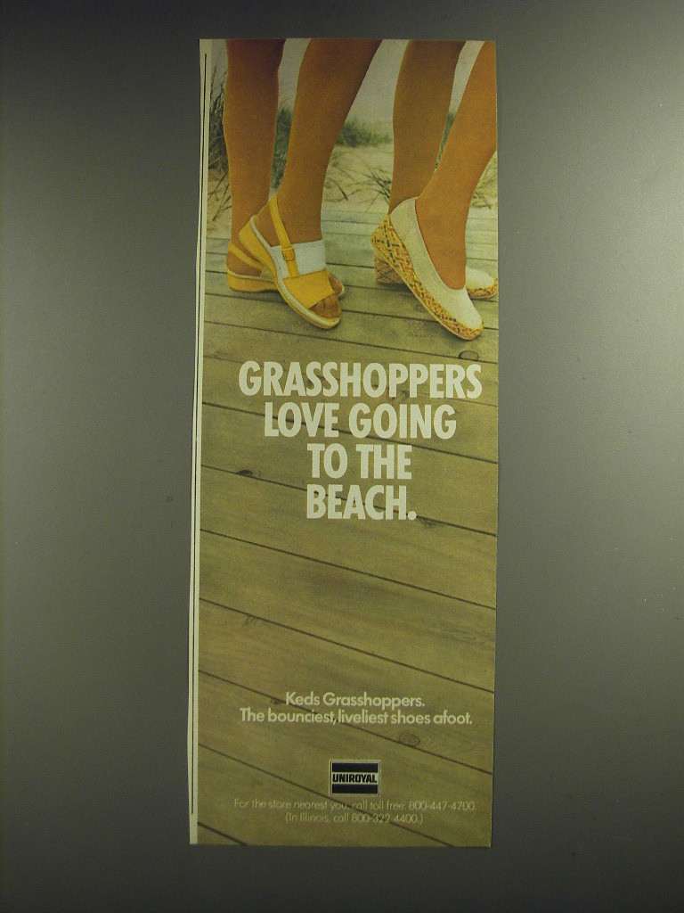 1974 Uniroyal Keds Grasshoppers Shoes Ad - Grasshoppers love going to the beach - $18.49