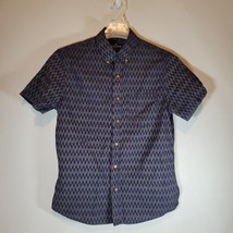 American Eagle Shirt Mens Medium Classic Fit Short Sleeve Button Blue Arrow - £9.46 GBP