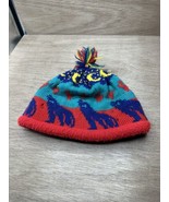 Turtle Fur Poppy Gal Floral Black and Pink Wool Acrylic Beanie Knit Kids - $20.31 CAD