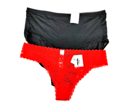 Auden Panties Underwear Lot of 2 Size Small 4-6 Ebony Brief &amp; Red Lace Thong - £3.79 GBP
