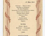 Association Combattants de Gravelotte Army Rhine Menu Card Paris France ... - £22.15 GBP