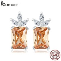 BAMOER Genuine 925 Silver Cute PinePlatinum Plated Exquisite Fruit Stud Earrings - £17.05 GBP