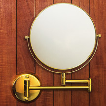 Hotel Quality GOLD 8” Wall Mount Swing Arm 2-Sided Magnifying Mirror 1 &amp; 7X - £28.37 GBP