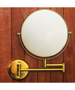 Hotel Quality GOLD 8” Wall Mount Swing Arm 2-Sided Magnifying Mirror 1 &amp; 7X - £27.91 GBP