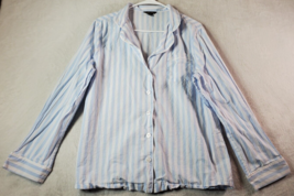 Brocks Brothers Sleep Shirt Womens Large Blue Striped Cotton Pocket Butt... - $10.81