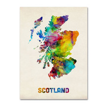 Trademark Fine Art Scotland Watercolor Map Canvas by Michael Tompsett  35 x 47 - £78.93 GBP