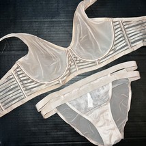 Victoria&#39;s Secret Nicht Gefüttert 32D,34C,34D,34DD Bh Set S Höschen Beige Mit - £83.07 GBP