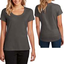 Ladies Heathered Scoop Neck Tee Shirt Soft Blend Womens Comfortable Tee S-4X New - £10.39 GBP+