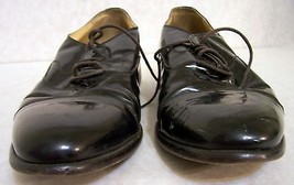 Mens Bill Blass Black High Gloss Leather Dress Oxford Shoes 8M Hand Made Italian - £21.71 GBP