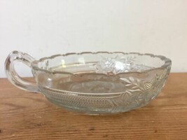 Vtg Clear Pressed Sandwich Glass Lemon Server Candy Nut Bowl Dish w Hand... - £31.46 GBP