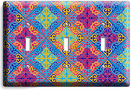 An item in the Home & Garden category: DAMASK ARABIC COLORFUL ORNAMENT TRIPLE LIGHT SWITCH WALL PLATE COVER ART DECOR