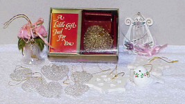Crystal, Glass & Ceramic Christmas Ornaments Hearts, Harp, Bird & Snowflakes - £11.19 GBP