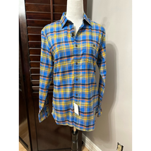 Treasure &amp; Bond Mens Button-Up Shirt Blue Plaid Long Sleeve Pocket S New - $19.39