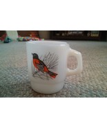 VTG Anchor Hocking Fire King White Glass Bird Mug Baltimore Oriole Chick... - £14.00 GBP