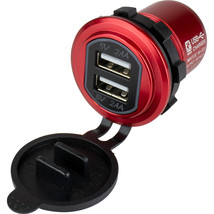 Sea-Dog Round Red Dual USB Charger w/1 Quick Charge Port + [426504-1] - £20.08 GBP