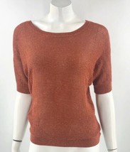 ana Womens Sweater Size Large Orange Gold Sparkly Shimmer Open Knit Boat... - £10.90 GBP