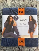 Felina Pajamas 3-Piece Lounge PJ Set Shirt Shorts Joggers Soft NWT Plus Size XXL - £19.69 GBP