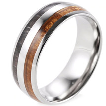 (New With Tag) Titanium Ebony Gabon Wood Ring - Silver Color - Price for one rin - £47.95 GBP