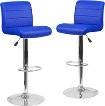 Flash Furniture Marietta 2 Pk Contemporary Blue Vinyl Adjustable Height ... - £161.37 GBP