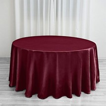 Burgundy 120&quot;&quot; Round Satin Tablecloth Wedding Party Home Kitchen Tabletop Linens - £18.17 GBP